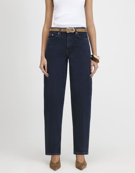 River Island Barrel leg jeans in denim - dark, 3 of 4