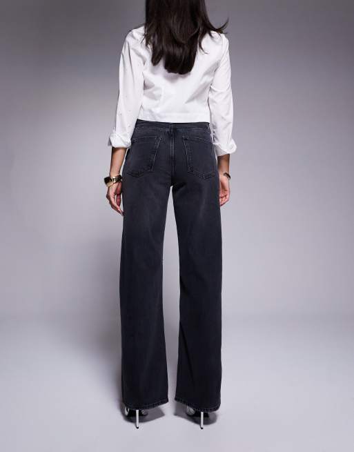River Island barrel leg jeans with embellished detail in black, 2 of 5