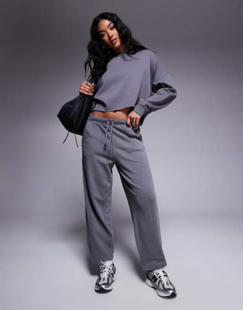 River Island barrel leg trackies in dark grey (part of a set) - view 1
