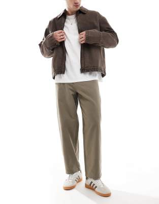 barrel worker pants in light khaki-Gray