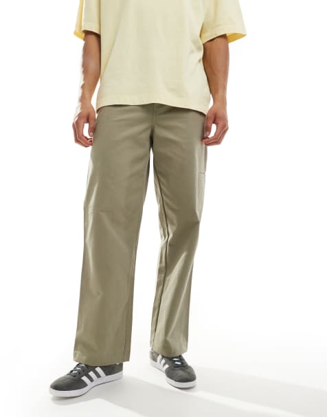 River Island barrel worker trousers in khaki