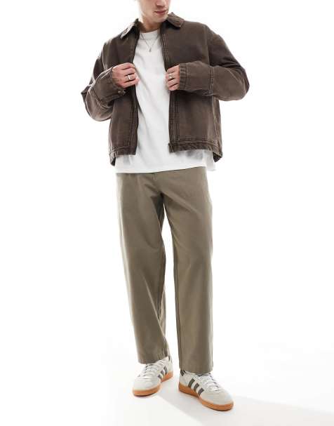 River Island barrel worker trousers in light khaki - view 1