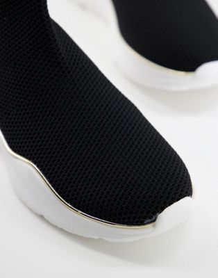 Chaussures River Island - Baskets montantes griffées effet chaussette - Noir
