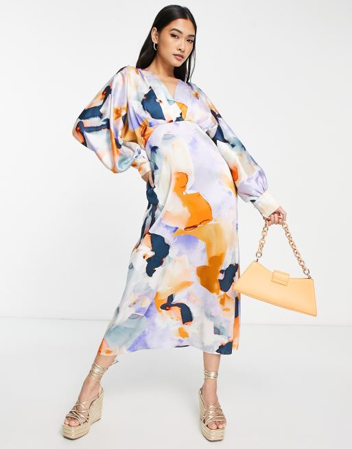 River Island batwing midi dress in blue | ASOS