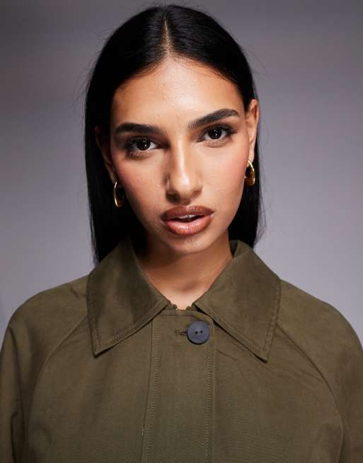 River Island batwing sleeve barn jacket in dark khaki, 3 of 4
