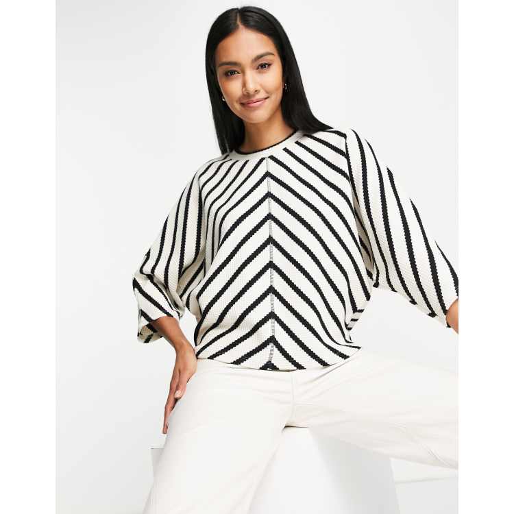 River Island batwing stripe texture sweatshirt in navy ASOS