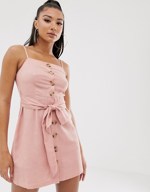 River Island beach dress with belt in pink
