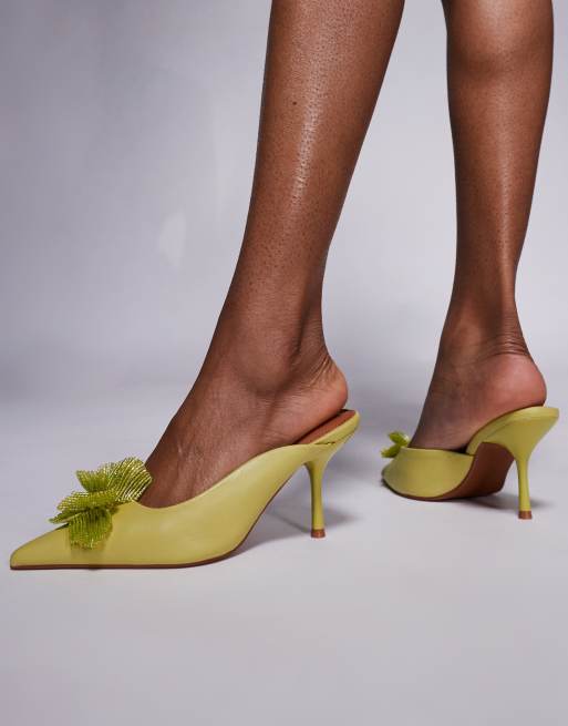 River Island beaded flower pumps in lime green