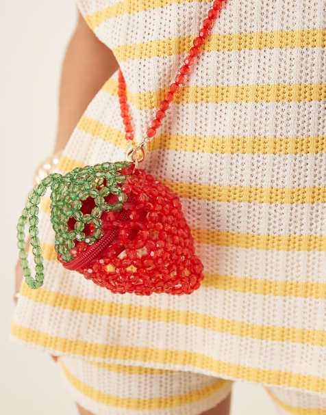 River Island beaded strawberry bag in red - view 1