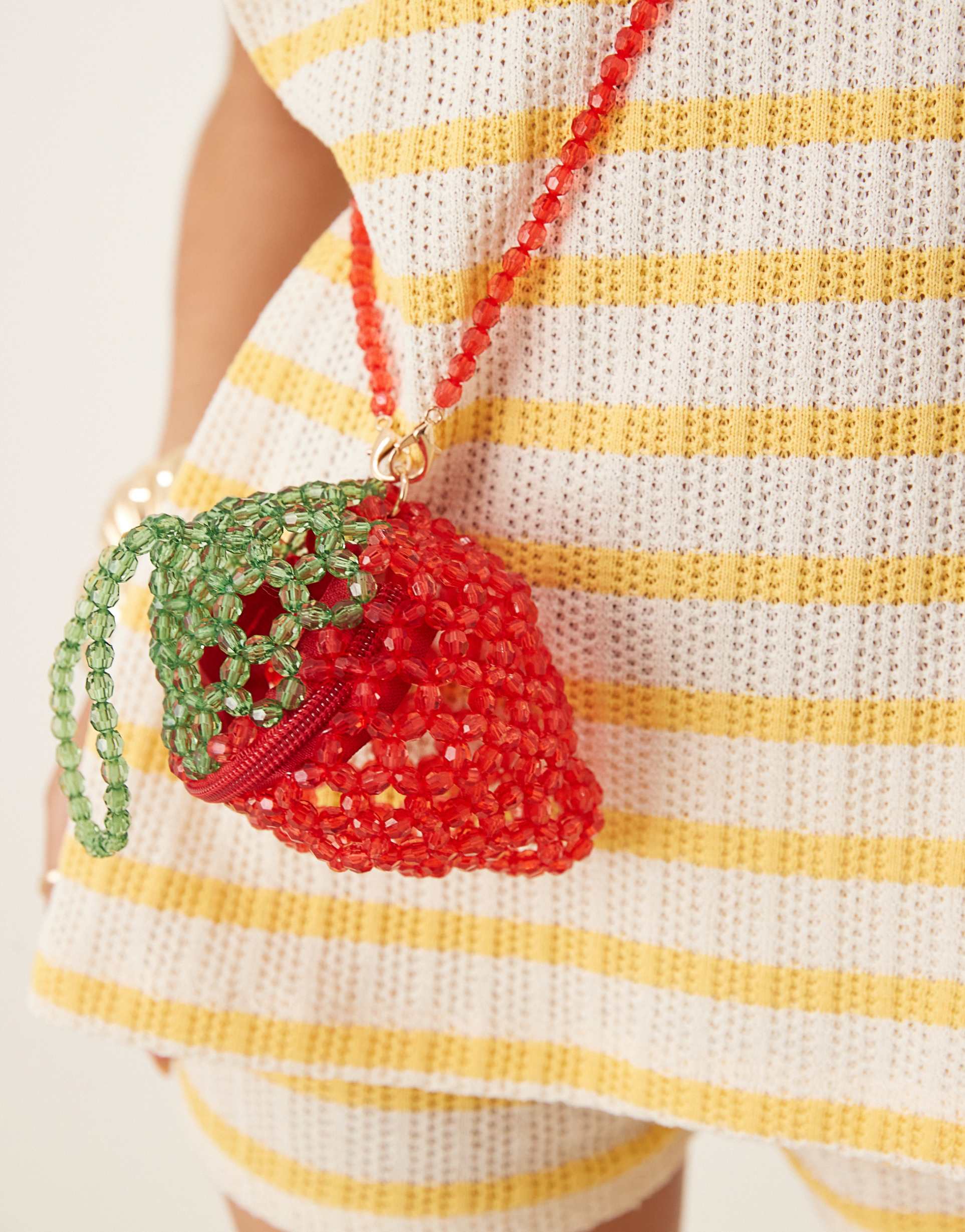 river island beaded strawberry bag in red