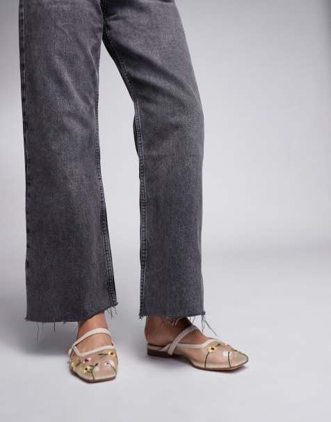 River Island - Beige ballerinaer i mesh med blomstermønster - view 1