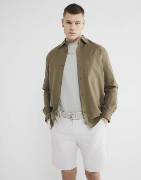 River Island Beige belted chino shorts in ecru - view 1