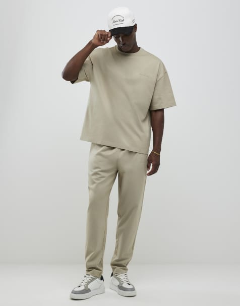 River Island Beige boxy fit t-shirt and joggers set in stone - light - view 1