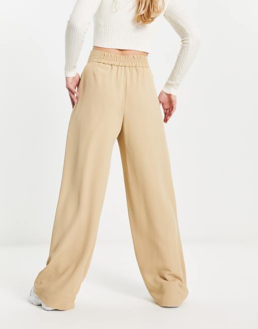 River Island – Beige byxor i dad-modell med vida ben, del av set, 2 av 4