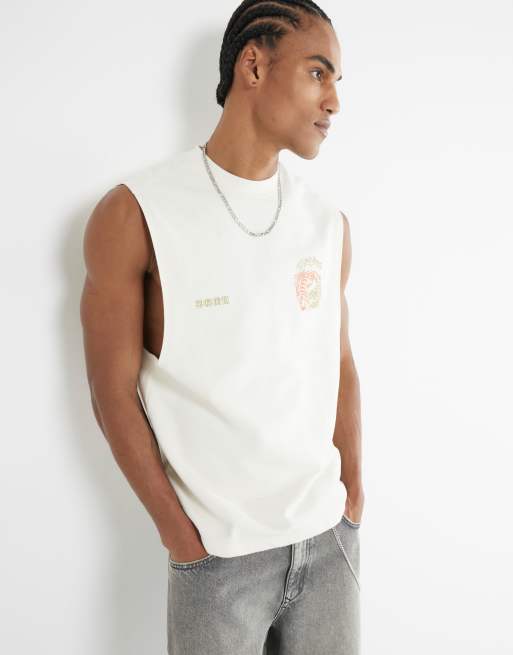 River Island Beige japanese yin yang tank in ecru