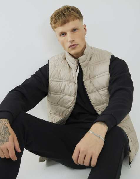 River Island Beige lightweight puffer gilet in stone - medium - view 1