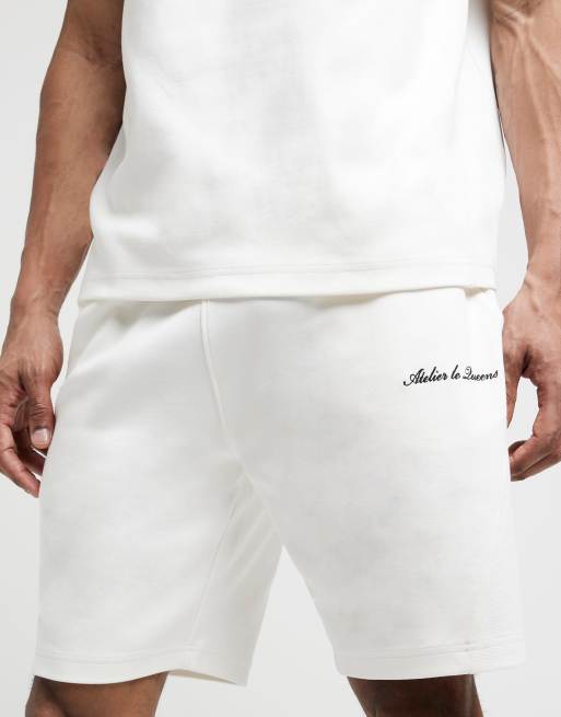 River Island Beige regular fit embroidery shorts in ecru