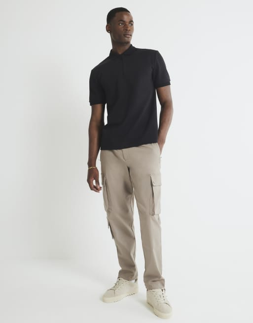 River Island Beige slim fit cargo trousers in ecru