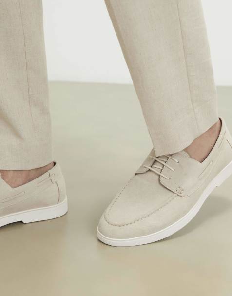 River Island Beige suede boat shoes in stone - view 1