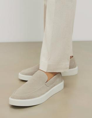  Beige suede loafers in stone