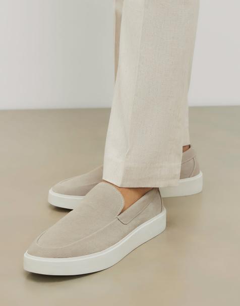 River Island Beige suede loafers in stone - view 1