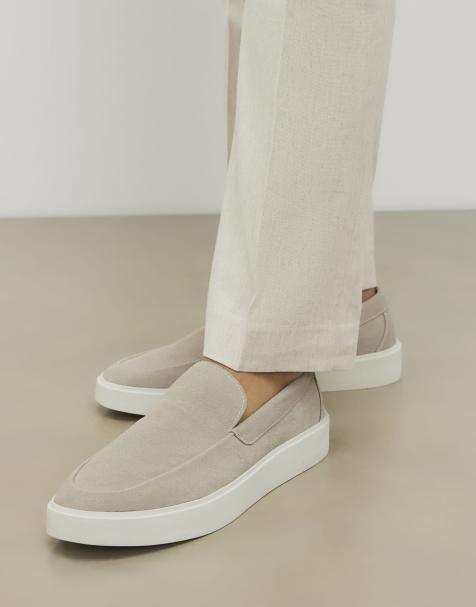 River Island Beige suede loafers in stone - view 1