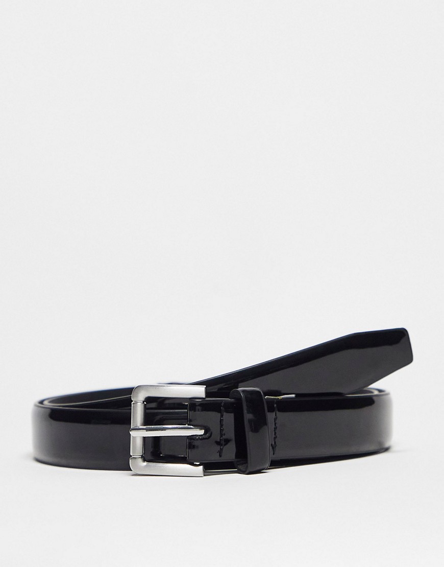 River Island belt with silver buckle in black
