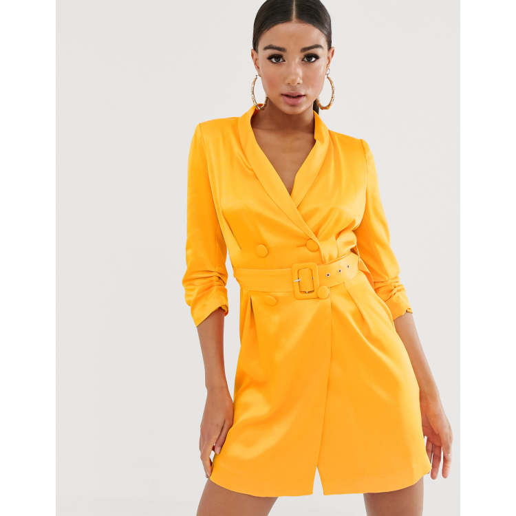 Orange belted hot sale blazer dress