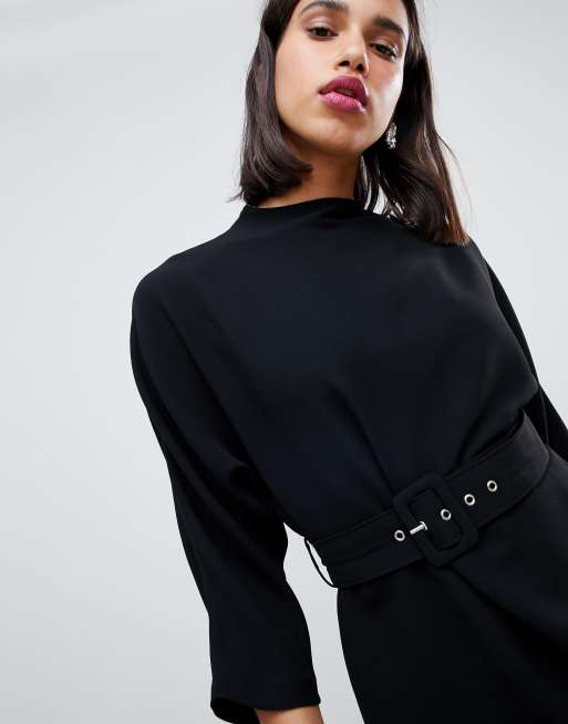 Black sales belted blouse