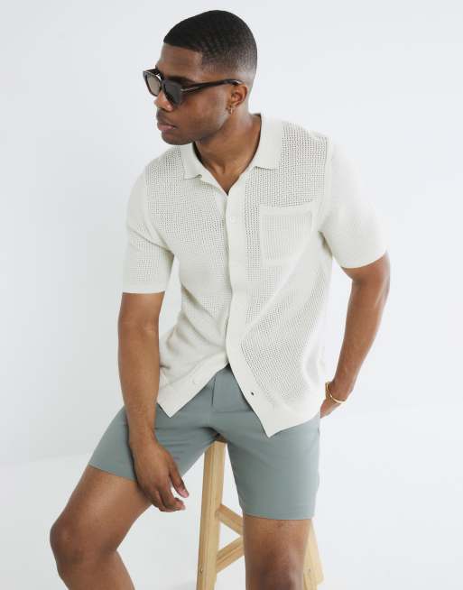 River Island Belted chino shorts in green - medium