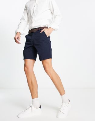 River island white belted on sale shorts