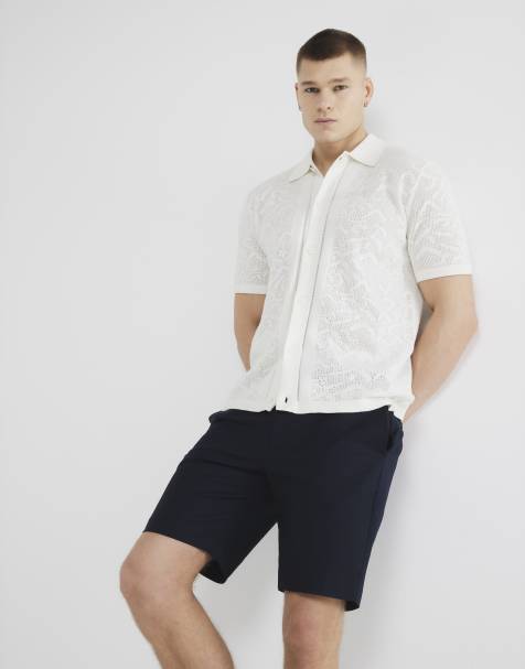 River Island Belted chino shorts in navy - view 1