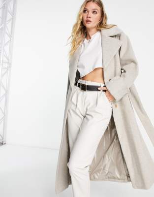 River Island Belted Coat In Beige-neutral