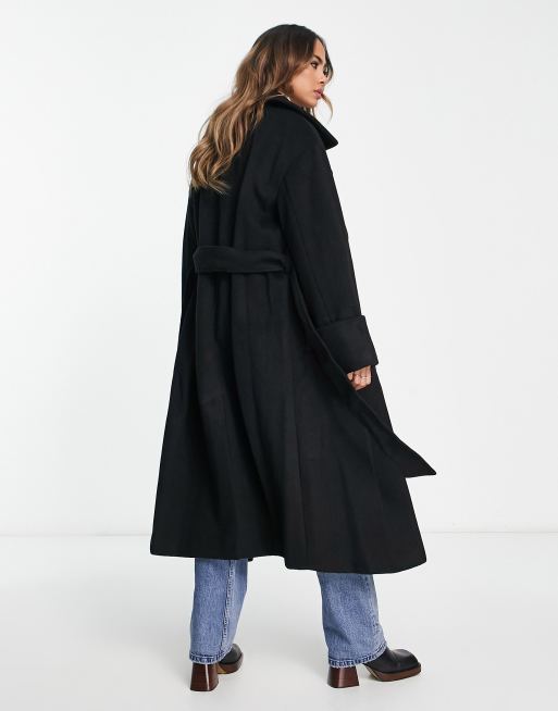 River Island belted coat in black ASOS