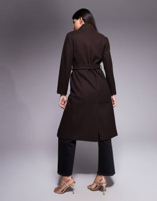 River Island Belted Coat In Black