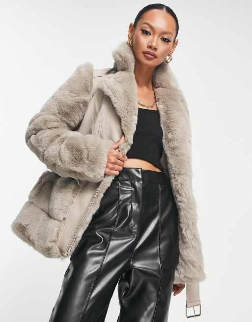 Faux fur hot sale biker jacket