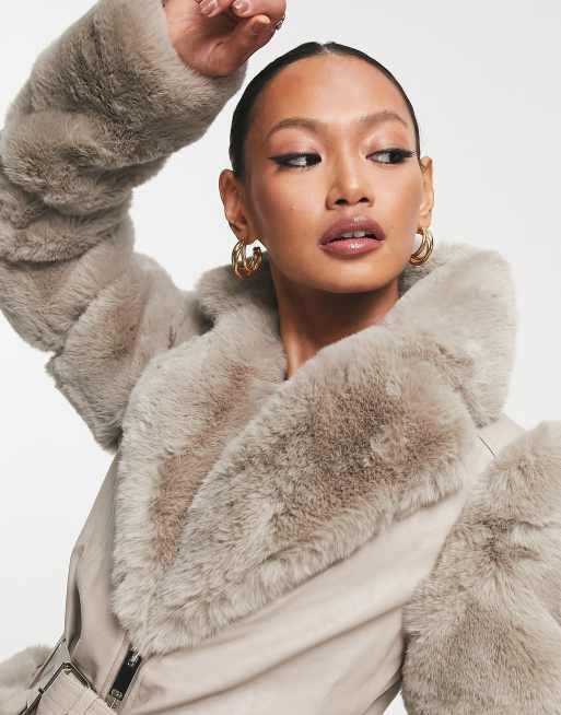 Grey faux fur 2025 coat river island