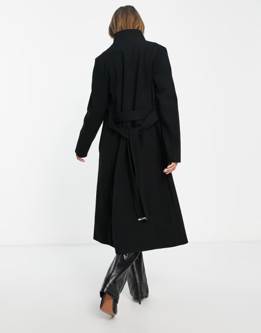 River island best sale long black coat