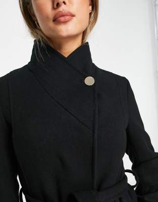 Womens black discount funnel neck coat