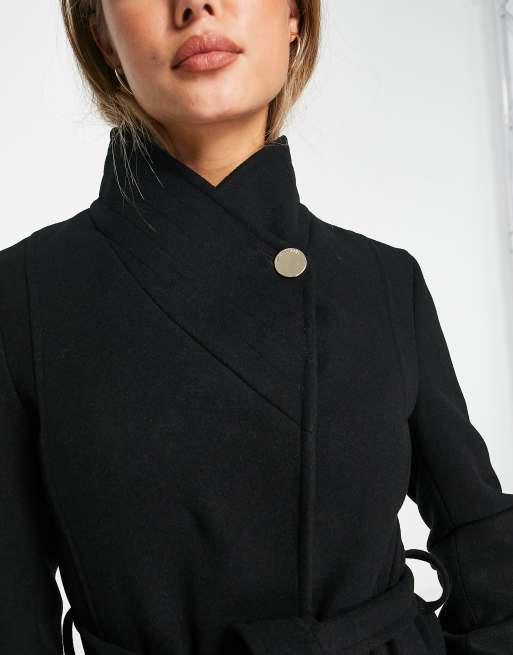 High collar black outlet coat