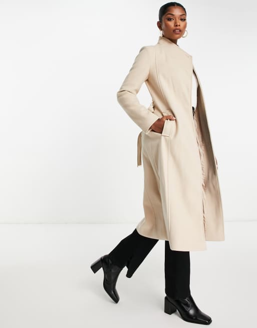 Womens funnel neck wool on sale coat