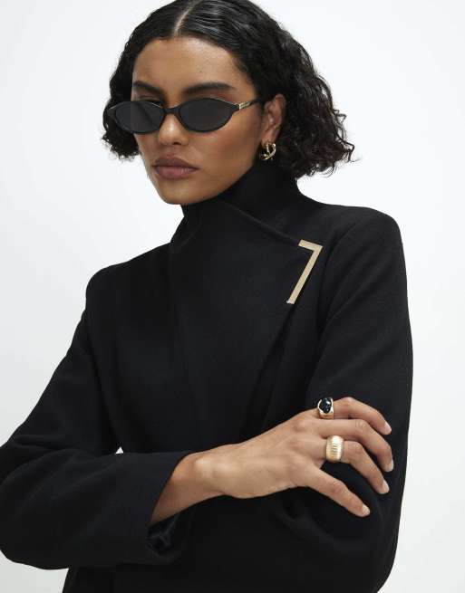 River Island Belted longline robe coat in black, 3 of 4