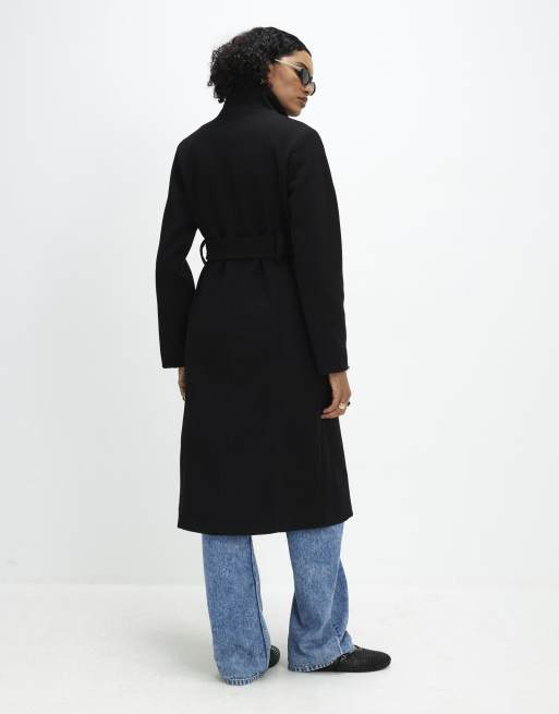 River Island Belted longline robe coat in black, 4 of 4