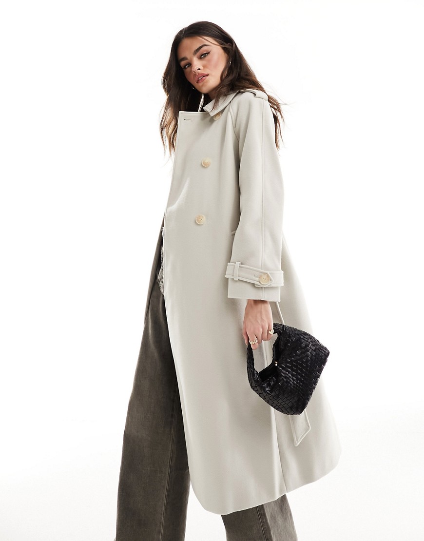 River Island Belted longline trench coat in brown - light