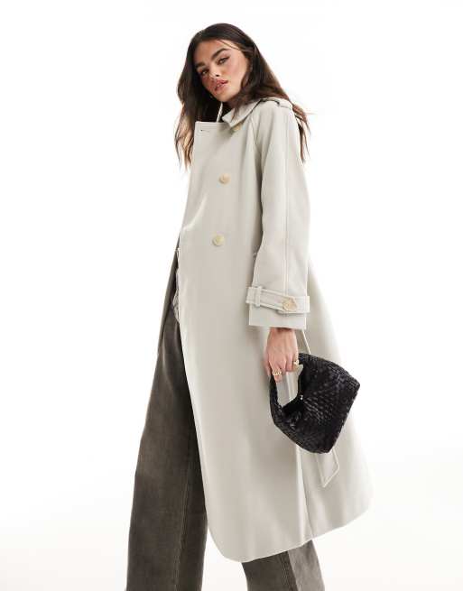 River Island Belted longline trench coat in brown light