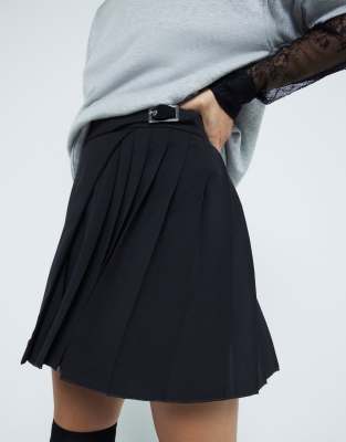 RIVER ISLAND BELTED PLEATED MINI SKIRT 