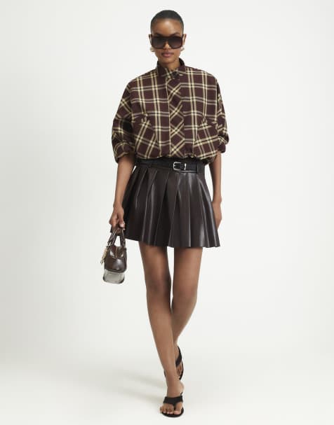 River Island Belted pleated mini skirt in purple - view 1