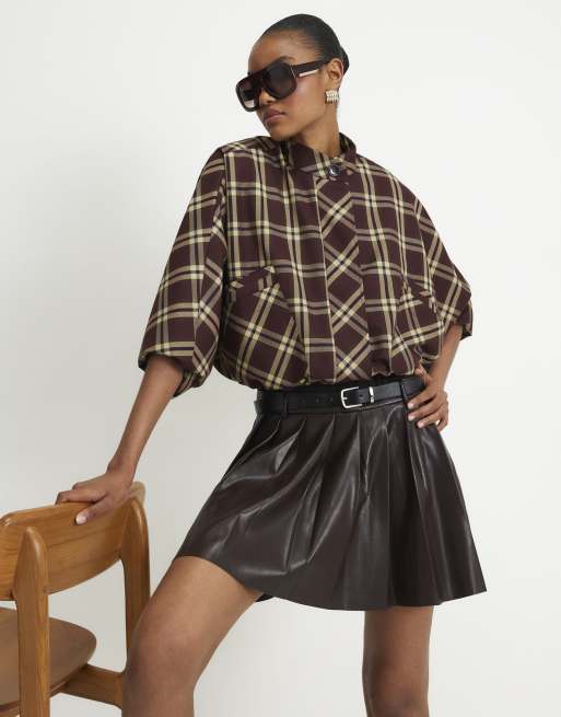 River Island Belted pleated mini skirt in purple, 2 of 4