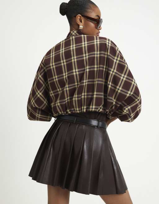 River Island Belted pleated mini skirt in purple, 4 of 4