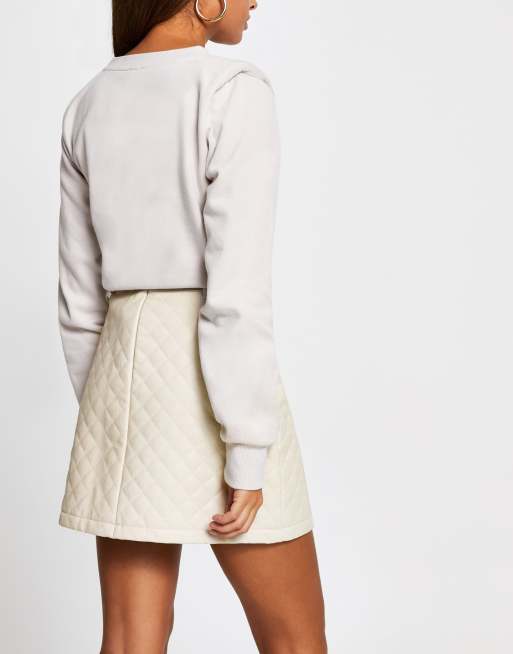 Beige leather skirt outlet river island